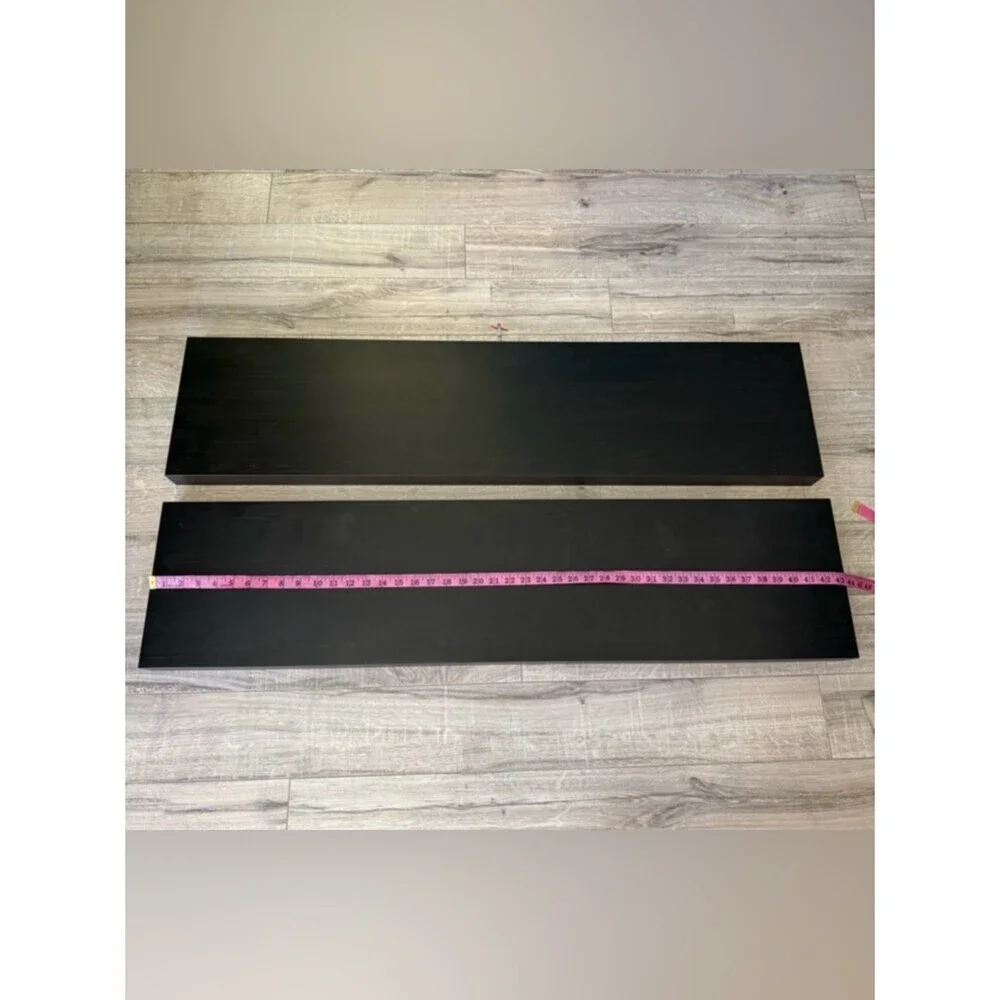 IKEA 2 Black Wall Shelves floating shelf - Pair of Long Boards storage shelfs